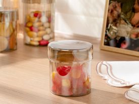 Pia Glass Container Jar 445 ML Light Brown