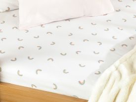 Rainbows Cotton Baby Fitted Sheet 70x140 Cm White