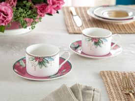 Protea New Bone China 2 Set Tea Cup Set 220 Ml Pink