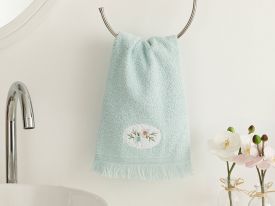Fancy Flowers Embroidered Hand Towel 30x40 Cm Celadon