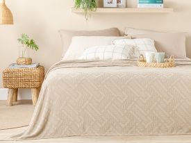 Creative Waffle Jacquard Double Person Summer Blanket 200x220 Cm Beige
