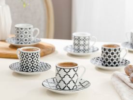Rio Porcelain Coffee Cup Set 70x80 Cm Black