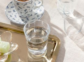 Hira Glass 6 Set Served With Coffee Water Glass 12.9x12.5x2.3 Cm Transparent