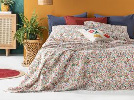 Fleurs Vives Printed For One Person Summer Blanket Set 150X220 Cm Pink