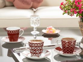 Luis Porcelain 6 Set Coffee Cup Set 70x80 Cm Burgundy