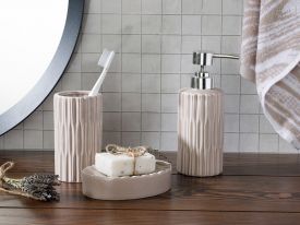 Pure Ceramic Bathroom Set 3 Pieces 17.5x11.9x12.5 Cm Light Gray