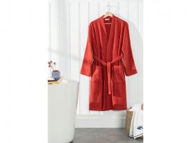 Plain Cottony Bathrobe S-M Brick