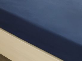 Plain Cotton Fitted Bed Sheet Double Size 160x200 Cm Night Blue
