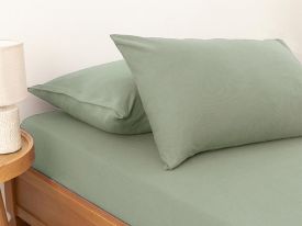 Plain Combed Cotton Double Size Fitted Sheet Set 160x200 Cm Dark Green