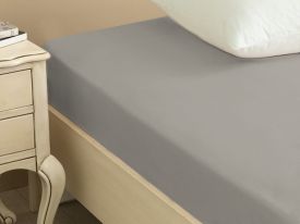 Plain Cotton Fitted Bed Sheet Single Size 100x200 Cm Pebblestone