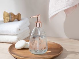 Dandelion Glass Liquid Soap Dispense 7x7x18 Cm Rose Gold