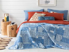 Coastal Patch For One Person Multi-Purposed Quilt 160X220 Cm Blue