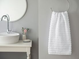 Wavy Soft Textured Wave Face Towel 50x90 Cm White