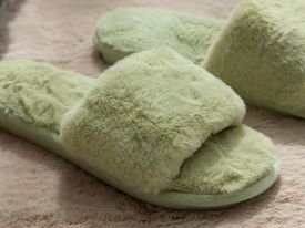 Colorful Plush Women Home Slippers 38 Green