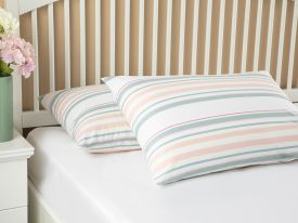 Pure Stripe Cotton 2 Set Pillowcase 50x70 Cm Pink