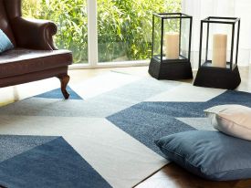 Geo Chenille Silvery Carpet 120x180 Cm Blue