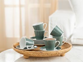 Lilia Porcelain 12 Pieces Coffee Cup Set 80 ML Green