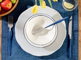 Porcelain Soup Bowl 16 Cm White-blue