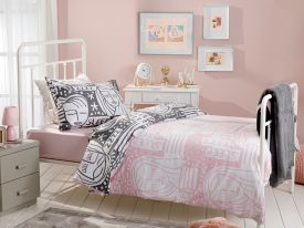 Girl Face Cotton Baby Bed Set 160x220 Cm Pink