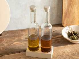 Greta Glass 2 Set Oil-Vinegar Cup 250 ml Dark Beige