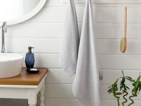 Thin Stripe Corded Bath Towel Set 2 Piece 50x85 Cm - 70x140 Cm Light Gray