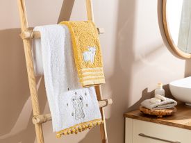 Honey Bear Cotton Baby Bath Towel Set 70x130 Cm White