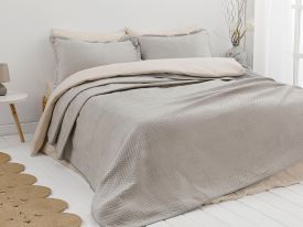 Soft Velvet Double Person Bed Quilt Set 240x260 Cm Gray