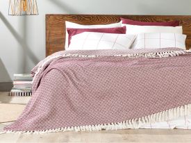 Harmony Woven Double Person Bed Cover 240x260 Cm Damson