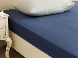 Plain Cotton Bed Sheet 260x280 Cm Night Blue