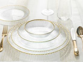 Graceful Glass Service Plate 28 Cm Gold