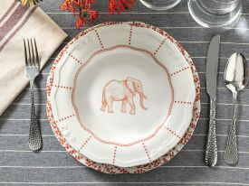 Elephant Porcelain Dinner Plate 24 Cm Red