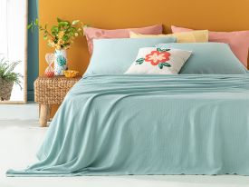 Genesis Soft Touch Double Person Summer Blanket Set 200x220 cm Turquoise