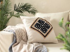 Dina Punch Embroided Cover Throw Pillows 45x45 Cm Natural