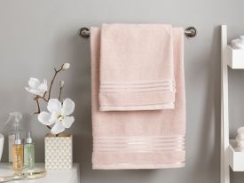 Romantic Stripe Bath Towel Set 50x85Cm-70x150 Cm Nude