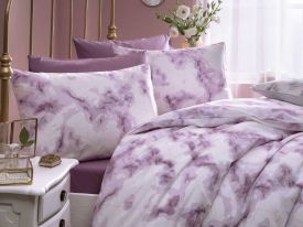 Fancy Marble Cotton Double Size Duvet Cover 200x220 Cm Plum