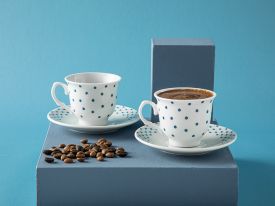 Vinka Porcelain 2 Set Coffee Cup Set 80 Ml Blue