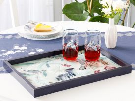 Pureness Decorative Glass Tray 31x46 Cm Navy Blue