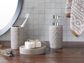 Vanity Ceramic Bathroom Set 3 Piece 16.5x10.8x12.4 Cm Dark Gray
