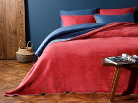 Plain Cotton Blanket Single Size 150x200 Cm Red-Navy Blue