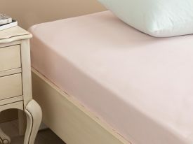Plain Cotton Fitted Bed Sheet Super King 160x200 Cm Light Pink
