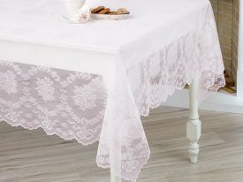 Rose Branch Knitted Tablecloth 180x270 Cm Light Pink