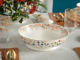 Belleza New Bone China Salad Bowl 25 Cm Blue-Orange-Green