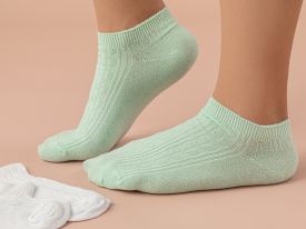 Sophia Cotton Women's 2-Pack Ankle Socks 36-40 Mint-White