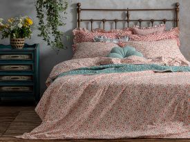 Floweret Cottony For One Person Duvet Cover Set Pack 160X220 Cm Amber Pink