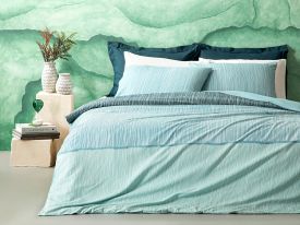 Blurred Lines Cottony For One Person Duvet Cover Set Pack 160x220 Cm Celadon