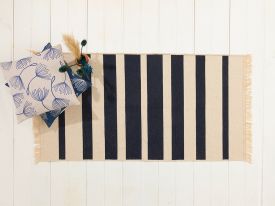 Stripes Cottony Rug 80x150 Cm Navy Blue