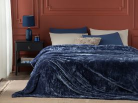 Super Soft Double Blanket 200x220 cm Night Blue