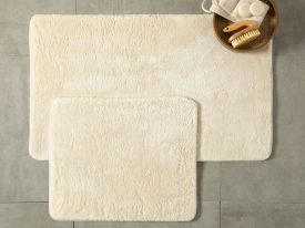 Poffy 2 Set Bath Mat Set 60x100 - 50x60 Cm Ecru