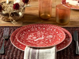 Hermosa Porcelain Cake Plate Red