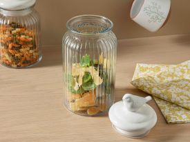 Karina Glass Storing Jar 1200 ml White